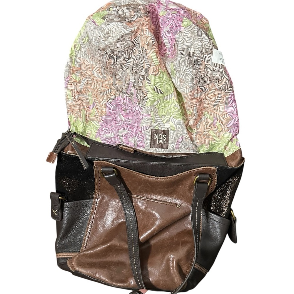 The Sak Leather Patchwork Tote Bag Boho Slouchy Shoulder Purse - Picture 5 of 6